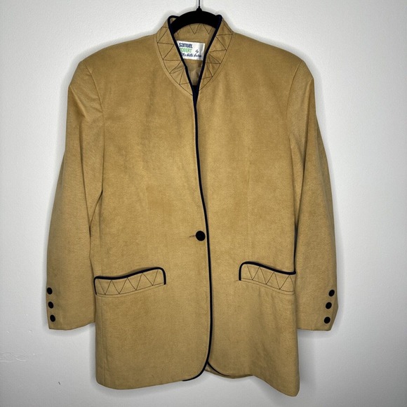 VTG Samuel Robert By Peter Hatsi Androu Ultra Suede Blazer Pockets USA 10 - Picture 1 of 11